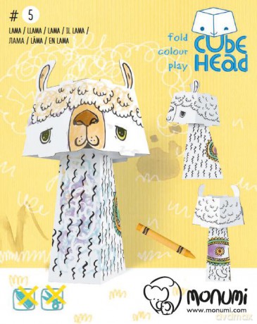 Lama Cube head. Złóż i pokoloruj