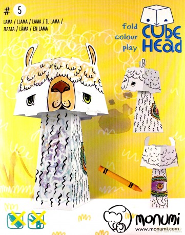 Lama Cube head. Złóż i pokoloruj