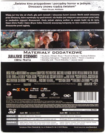 Jurassic World: Upadłe królestwo (steelbook) [Blu-Ray 3D]+[Blu-Ray]