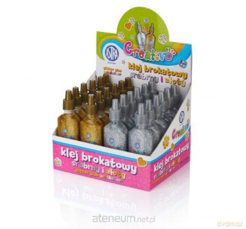 Klej brokatowy 35 ml złoty i srebrny (24 szt)