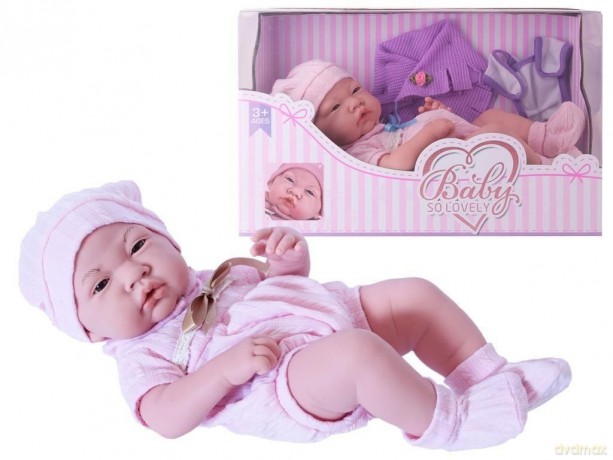 Lalka gumowa - ubranko różowe 38 cm