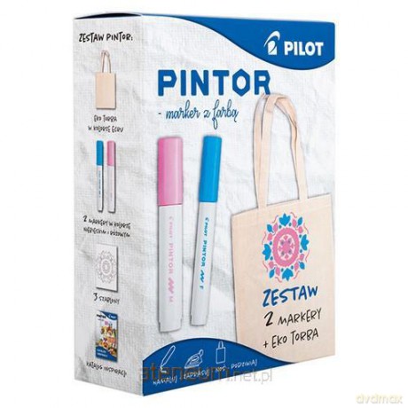 Marker Pintor zestaw różowy i nieb. + torba