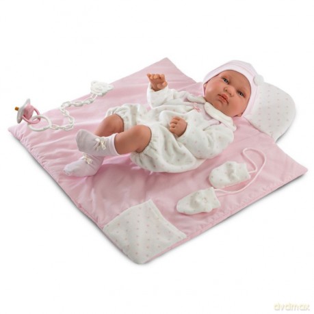 LLORENS Lalka Bobas Tina na różowym kocyku 43 cm