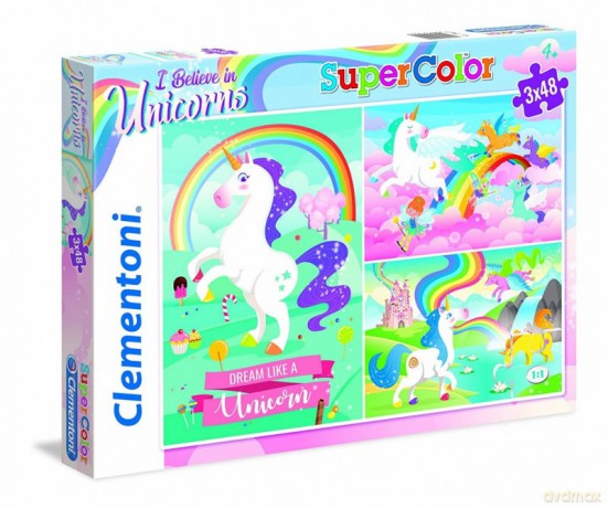 CLEMENTONI 3x48 el. Jednorożec [PUZZLE]