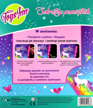 Pamiętnik na Kod Jednorożec z Długopisem Stn 2638