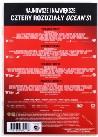 Ocean's Eleven: Ryzykowna gra / Oceans Twelve: Dogrywka / Oceans 13 / Oceans 8 [BOX] [4DVD]