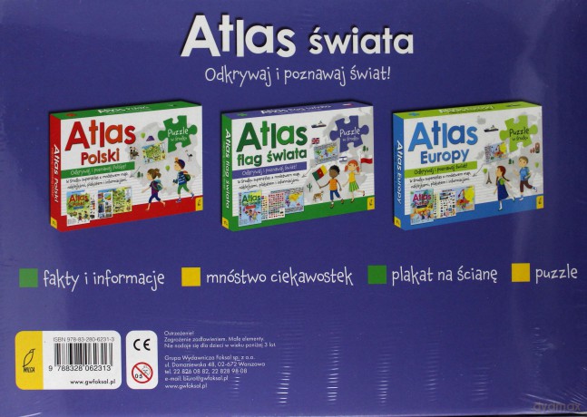 Atlas Świata: Atlas. Plakat z mapą. Puzzle [KSIĄŻKA]+[PLAKAT]+[PUZZLE]