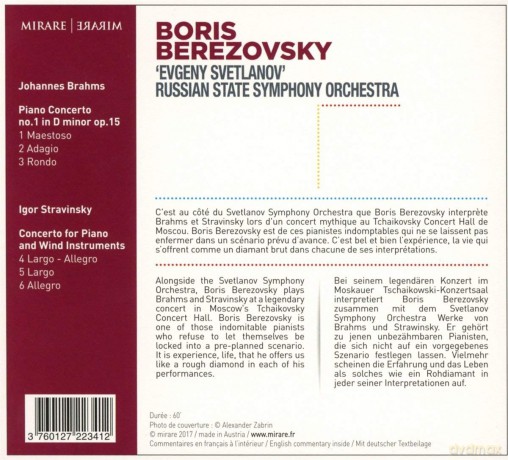 Brahms Stravinsky: Evgeny Svetlanov Berezovsky (digipack) [CD]
