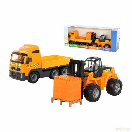 Ciężarówka Volvo z wózkiem i klockami, pudełko