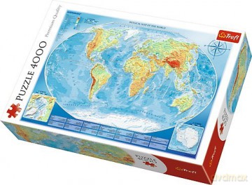 TREFL 4000 el. - Wielka mapa fizyczna świata (45007) [PUZZLE]