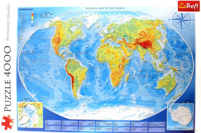 TREFL 4000 el. - Wielka mapa fizyczna świata (45007) [PUZZLE]