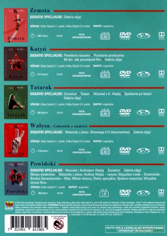 Andrzej Wajda. Antologia Filmów XXI wieku: Zemsta / Katyń / Tatarak / Wałęsa. Człowiek z Nadziei / Powidoki [BOX] [5DVD]