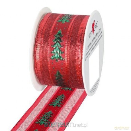 Wstążka 2mx40mm Czerwona choinki