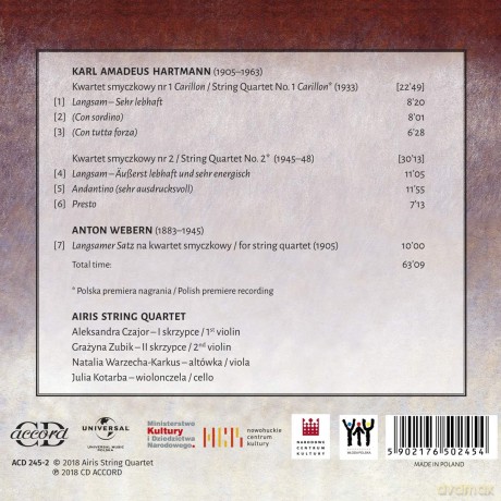 Airis String Quartet: Hartmann [CD]