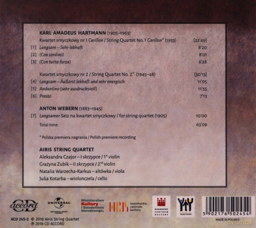 Airis String Quartet: Hartmann [CD]