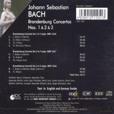 Bach Brandenburg Concertos Nos.1&2&3 Alekxander Titov [CD]