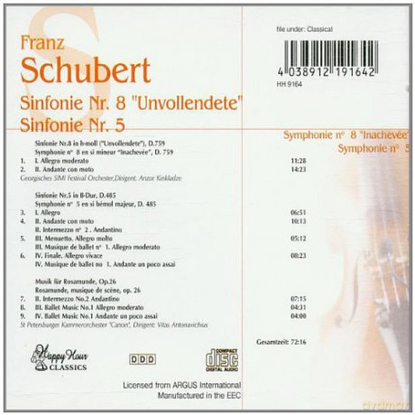 Franz Schubert Symphonies Nos.5&8 Rosamunde [CD]