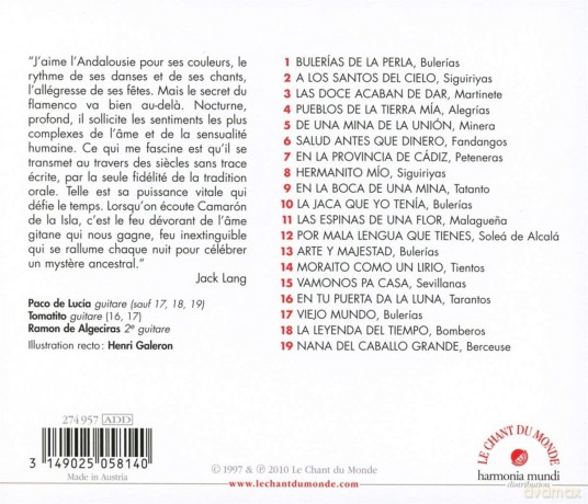Camaron De La Isla: Grands Cantaores Du Flamenco [CD]