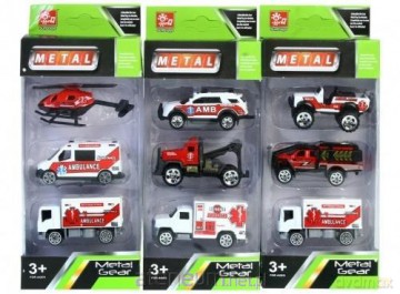 Pojazdy ratownicze metalowe 8 cm 3 el.