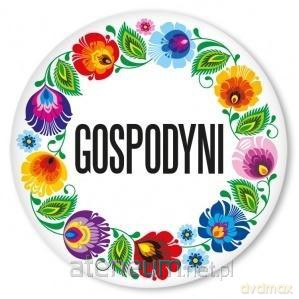 Przypinka duża - gospodyni łowicka biała 58 mm