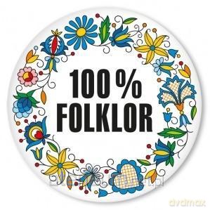 Przypinka duża - 100% Folkloru kaszubska 58 mm
