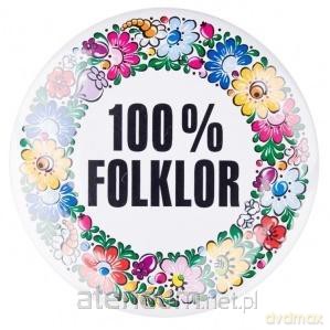 Przypinka duża - 100% Folkloru opolska 58 mm