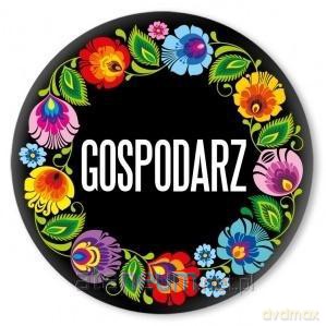 Przypinka duża - gospodarz łowicka czarna 58 mm