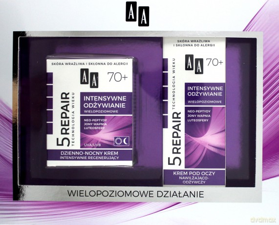 AA Technologia Wieku 5Repair 70+ Intensywne Odżywianie Zestaw prezentowy (Krem dzień i noc 50ml + krem pod oczy 15ml)