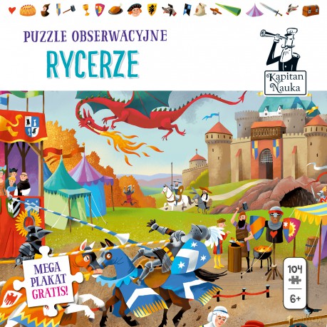 EDGARD Puzzle obserwacyjne rycerze + plakat xxl Kapitan Nauka [PUZZLE]