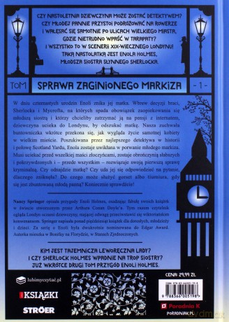 Sprawa zaginionego markiza Enola. Holmes the case of the missing Marquess (Tom 1) - Nancy Springer [KSIĄŻKA]