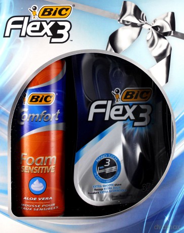 Bic Zestaw prezentowy Flex 3 Comfort (maszynka 3szt + pianka do golenia Sensitive 250 ml)