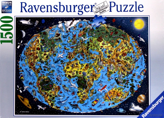 RAVENSBURGER 1500 el. Kreskówkowa Kula Ziemska [PUZZLE]
