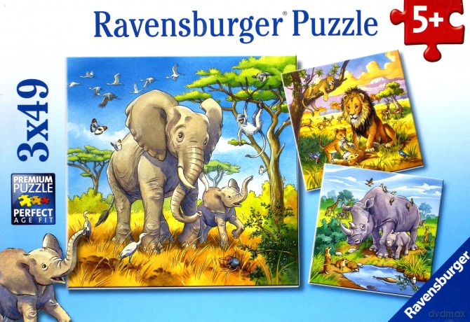RAVENSBURGER Dzikie Zwierzęta 3x49el [PUZZLE]