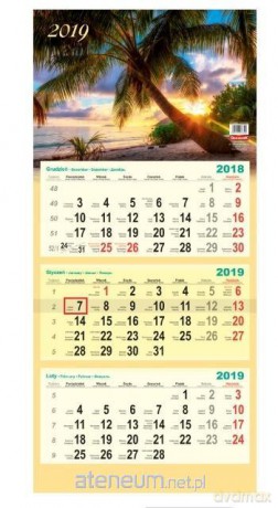 Kalendarz 2019 Trójdzielny Rajskie Wyspy [KALENDARZ]