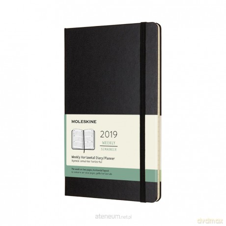 Kalendarz 2019 tygodniowy 12ML czarny horyzontalny [KALENDARZ]