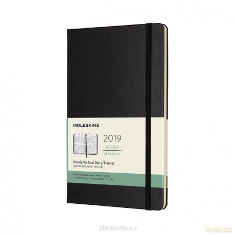 Kalendarz 2019 tygodniowy 12ML czarny wertykalny [KALENDARZ]