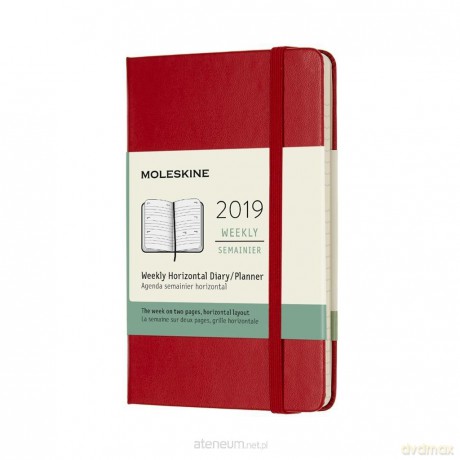 Kalendarz 2019 tygodniowy 12MP czerwony szkarłatny horyzontalny [KALENDARZ]