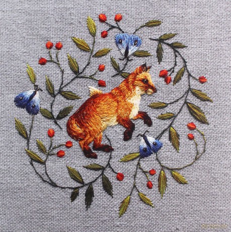 Karnet kwadrat z kopertą Fox and Butterflies