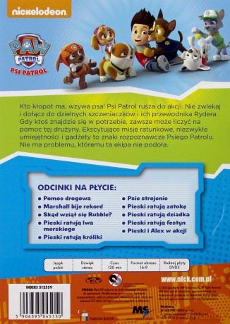 Psi Patrol: Pieski ratują króliki / Superpsa / Skarb Wilbura / Fajerwerki / Kosmitę / Psiu-Fu / Nowy Piesek Pakiet [7DVD]