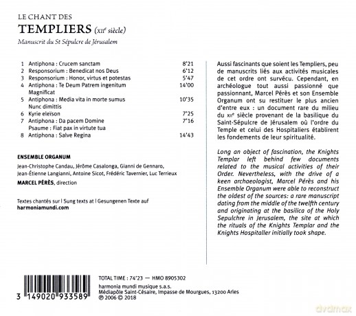 Ensemble Organum: Le Chant Des Templiers (digipack) [CD]