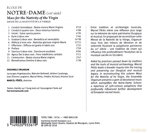 Ensemble Organum: Messe De La Nativite De La Vierge (digipack) [CD]