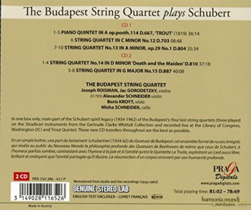 Schubert: String Quartets Nos 12-15 Budapest String Quartet [2CD]