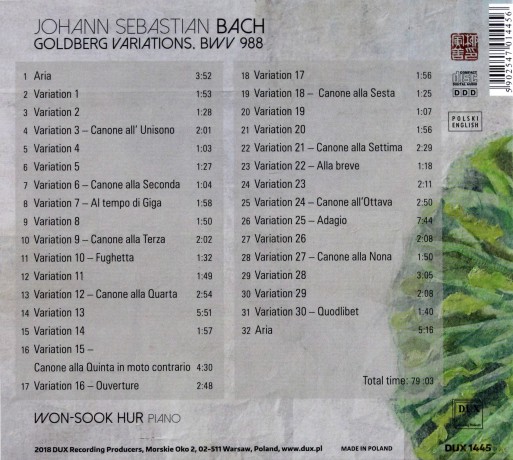 Won-Sook Hur: Bach. Wariacje Goldbergowskie [CD]