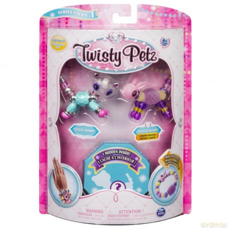 Bransoletki Twisty Petz - 3-pak Panda, królik, kot