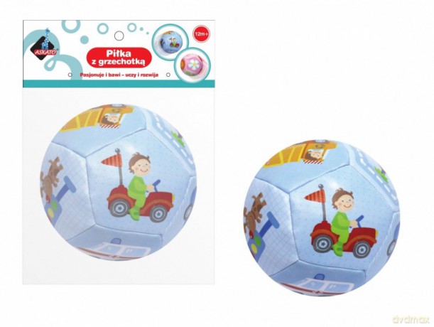 Piłeczka miękka z grzechotką niebieska 13 cm