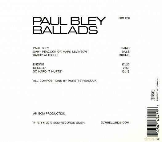 Paul Bley: Touchstones: Ballads [CD]