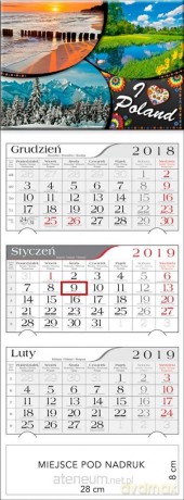 Kalendarz 2019 Trójdzielny I love Poland [KALENDARZ]