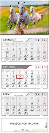 Kalendarz 2019 Trójdzielny Konie w galopie [KALENDARZ]