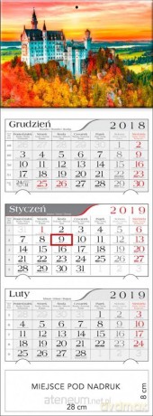 Kalendarz 2019 Trójdzielny Zamek w Bawarii [KALENDARZ]