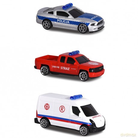 Majorette Pojazdy SOS ze światłem i dźwiękiem 3 rodzaje